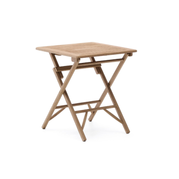 Mesa dobrável Dandara em madeira maciça de acácia, 66 x 66 cm, certificação FSC 100%.