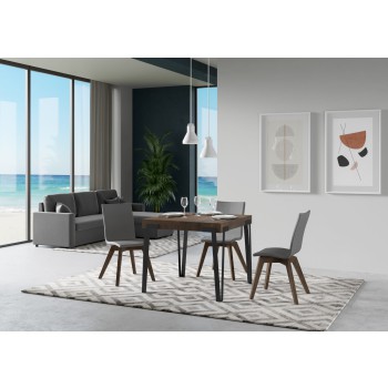 Mesa Rio - Mesa extensível 90x90/246 cm, estrutura em freixo branco antracite.