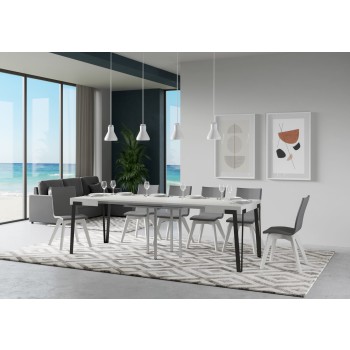 Mesa Rio - Mesa extensível 90x90/246 cm, estrutura em freixo branco antracite.