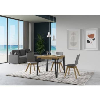 Mesa Rio - Mesa extensível 90x90/246 cm, estrutura em freixo branco antracite.