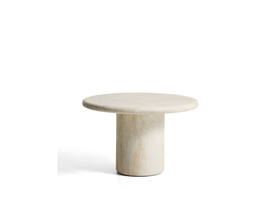 Mesa redonda Drasi em concreto com acabamento efeito travertino, Ø 122 cm