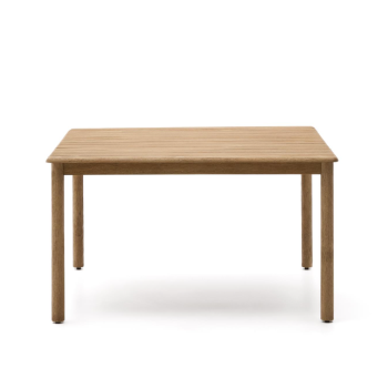 Mesa Sori em madeira maciça de acácia, 135 x 135 cm, certificação FSC 100%.