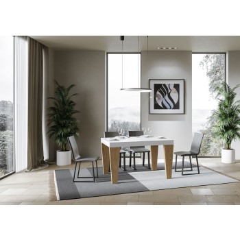 Mesa Spimbo Mix - Mesa extensível 90x130/390 cm Spimbo Mix com tampo em freixo branco e pés em nogueira