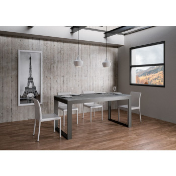 Mesa Tecno Evolution P.90 - Mesa extensível 160/264x90 cm. Estrutura em freixo branco e pés em antracite.