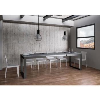 Mesa Tecno Evolution P.90 - Mesa extensível 160/264x90 cm. Estrutura em freixo branco e pés em antracite.