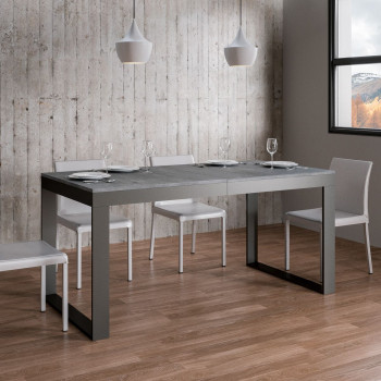 Mesa Tecno Evolution P.90 - Mesa extensível 160/264x90 cm. Estrutura em freixo branco e pés em antracite.