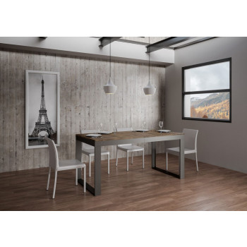 Mesa Tecno Evolution P.90 - Mesa extensível 160/264x90 cm. Estrutura em freixo branco e pés em antracite.