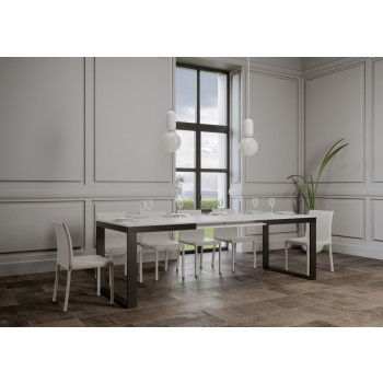 Mesa Tecno Evolution P.90 - Mesa extensível 160/264x90 cm. Estrutura em freixo branco e pés em antracite.