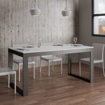 Mesa Tecno Evolution P.90 - Mesa extensível 160/264x90 cm. Estrutura em freixo branco e pés em antracite.