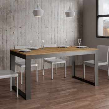 Mesa Tecno Evolution P.90 - Mesa extensível 160/264x90 cm. Estrutura em freixo branco e pés em antracite.