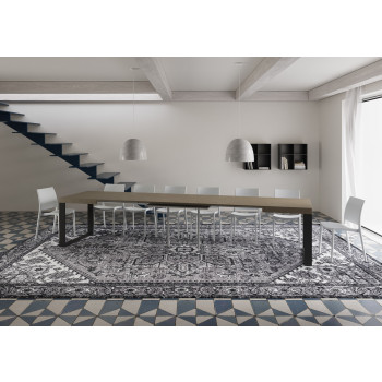 Mesa Tecno P.90 - Mesa extensível 140/400x90 cm em freixo branco Tecno com pés em antracite
