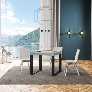 Mesa Tecno P.90 - Mesa extensível 90/246x90 cm em freixo branco Tecno com pés em antracite