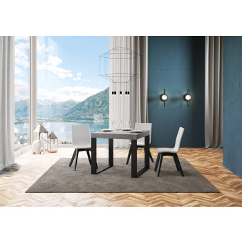 Mesa Tecno P.90 - Mesa extensível 90/246x90 cm em freixo branco Tecno com pés em antracite