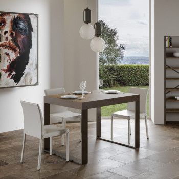 Mesa Tecno Premium D.90 - Mesa extensível 120/224x90 cm Tecno Premium em freixo branco com pés em antracite