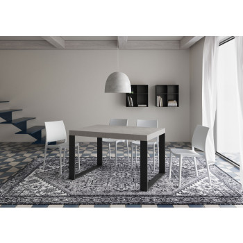 Mesa Tecno Premium D.90 - Mesa extensível 120/224x90 cm Tecno Premium em freixo branco com pés em antracite
