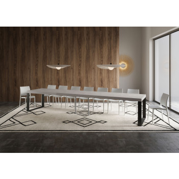 Mesa Tecno Premium D.90 - Mesa extensível 160/420x90 cm Tecno Premium em freixo branco com pés em antracite
