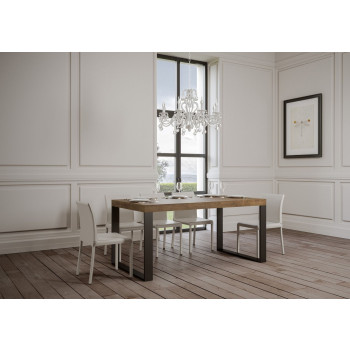 Mesa Tecno Premium D.90 - Mesa extensível 180/440x90 cm Tecno Premium em freixo branco com pés em antracite