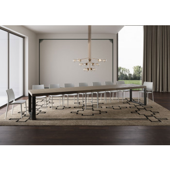 Mesa Tecno Premium D.90 - Mesa extensível 180/440x90 cm Tecno Premium em freixo branco com pés em antracite