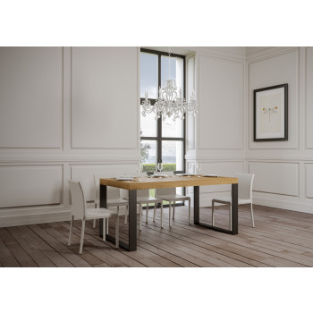 Mesa Tecno Premium D.90 - Mesa extensível 180/440x90 cm Tecno Premium em freixo branco com pés em antracite