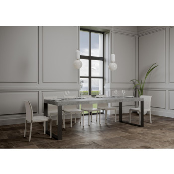 Mesa Tecno Premium D.90 - Mesa extensível 200/304x90 cm Tecno Premium em freixo branco com pés em antracite