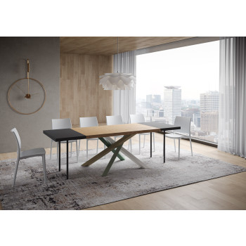 Pés de mesa Versalux em madeira maciça com acabamento rústico, conjunto 4/A - Mesa extensível 90x140/240 cm. Pés Versalux em carvalho com acabamento rústico, conjunto 4/A.