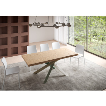 Pés de mesa Versalux em madeira maciça com acabamento descascado, conjunto 4/A - Mesa fixa 90x180 cm. Pés Versalux em carvalho com acabamento descascado, conjunto 4/A.