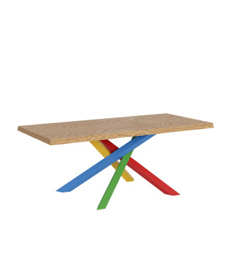 Pés de mesa Versalux em madeira maciça com acabamento descascado, conjunto 4/B - Mesa fixa 90x200 cm. Pés Versalux em carvalho com acabamento descascado, conjunto 4/B.