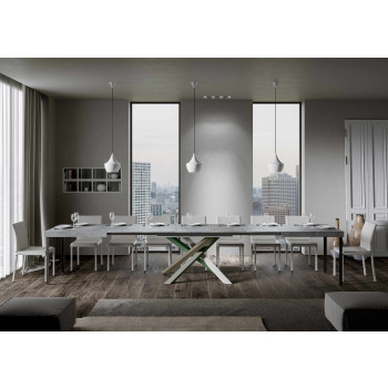 Mesa Volantis Color 4/A D.90 - Mesa extensível 180/440x90 cm Volantis com pés multicoloridos em freixo branco 4/A