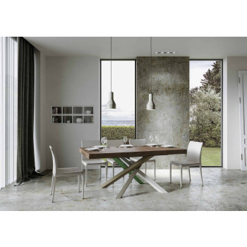 Mesa Volantis Color 4/A D.90 - Mesa extensível 180/440x90 cm Volantis com pés multicoloridos em freixo branco 4/A