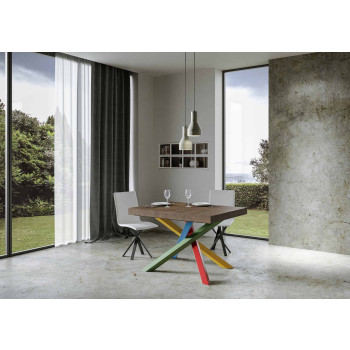 Mesa Volantis Color 4/B P.90 - Mesa extensível 130/234x90 cm Volantis com pés multicoloridos em freixo branco 4/B