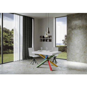 Mesa Volantis Color 4/B P.90 - Mesa extensível 130/234x90 cm Volantis com pés multicoloridos em freixo branco 4/B