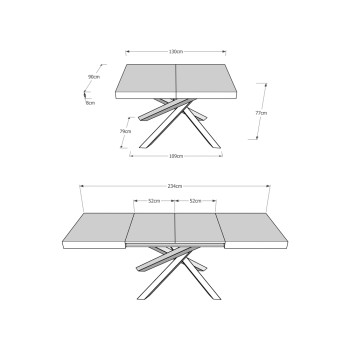 Mesa Volantis Color 4/B P.90 - Mesa extensível 130/234x90 cm Volantis com pés multicoloridos em freixo branco 4/B