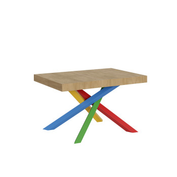 Mesa Volantis Color 4/B P.90 - Mesa extensível 130/234x90 cm Volantis com pés multicoloridos em freixo branco 4/B