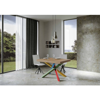 Mesa Volantis Color 4/B P.90 - Mesa extensível 140/400x90 cm Volantis com pés multicoloridos em freixo branco 4/B