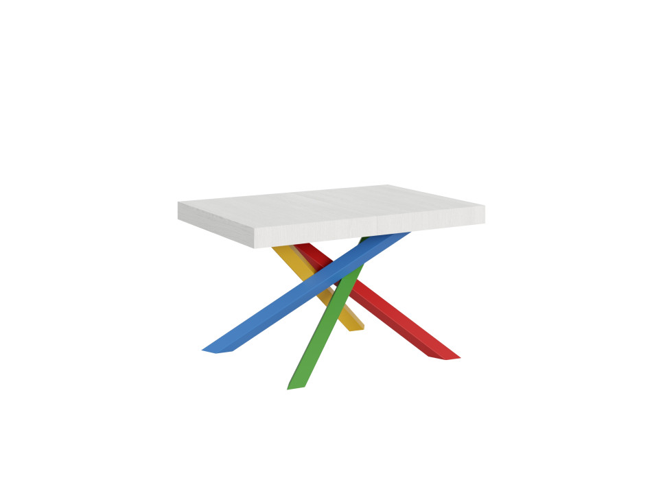 Mesa Volantis Color 4/B P.90 - Mesa extensível 140/400x90 cm Volantis com pés multicoloridos em freixo branco 4/B