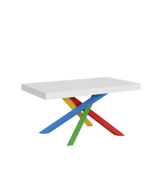 Mesa Volantis Color 4/B P.90 - Mesa extensível 160/420x90 cm Volantis com pés multicoloridos em freixo branco 4/B