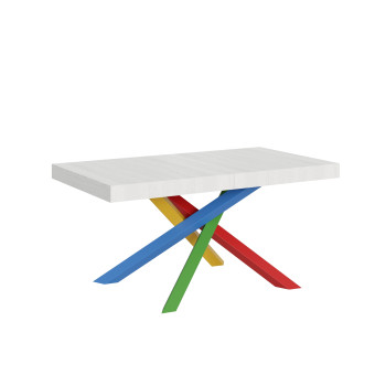 Mesa Volantis Color 4/B P.90 - Mesa extensível 160/420x90 cm Volantis com pés multicoloridos em freixo branco 4/B