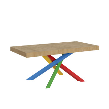 Mesa Volantis Color 4/B P.90 - Mesa extensível 180/440x90 cm Volantis com pés multicoloridos em freixo branco 4/B