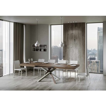 Mesa Volantis Color 4/C P.90 - Mesa extensível 160/420x90 cm Volantis com pés multicoloridos em freixo branco 4/C