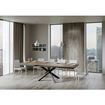 Mesa Volantis Evolution com pés e estrutura em antracite D.90 - Mesa extensível 160/420x90 cm Volantis Evolution em freixo branco com estrutura e pés em antracite