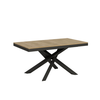 Mesa Volantis Evolution com pés e estrutura em antracite D.90 - Mesa extensível 160/420x90 cm Volantis Evolution em freixo branco com estrutura e pés em antracite