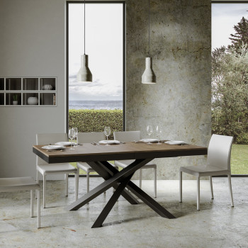 Mesa Volantis Evolution com pés e estrutura em antracite D.90 - Mesa extensível 180/440x90 cm Volantis Evolution em freixo branco com estrutura e pés em antracite