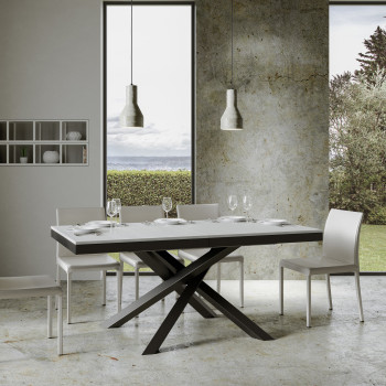 Mesa Volantis Evolution com pés e estrutura em antracite D.90 - Mesa extensível 180/440x90 cm Volantis Evolution em freixo branco com estrutura e pés em antracite