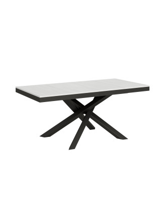 Mesa Volantis Evolution com pés e estrutura em antracite D.90 - Mesa extensível 180/440x90 cm Volantis Evolution em freixo branco com estrutura e pés em antracite