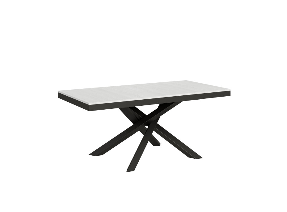 Mesa Volantis Evolution com pés e estrutura em antracite D.90 - Mesa extensível 180/440x90 cm Volantis Evolution em freixo branco com estrutura e pés em antracite