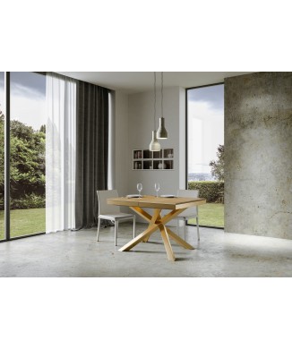 Mesa Volantis Evolution com estrutura dourada - Mesa extensível 90x120/380 cm Volantis Evolution em freixo branco com estrutura dourada