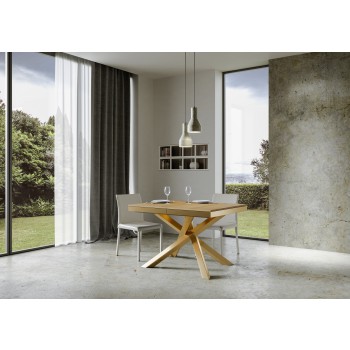Mesa Volantis Evolution com estrutura dourada - Mesa extensível 90x120/380 cm Volantis Evolution em freixo branco com estrutura dourada