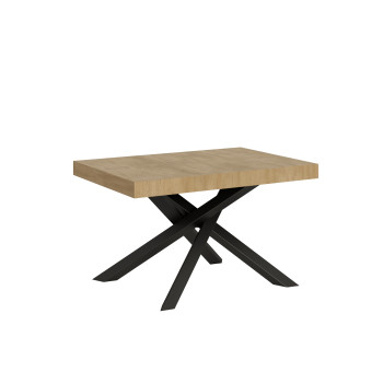 Mesa Volantis com pés em antracite D.90 - Mesa extensível 120/380x90 cm Volantis em freixo branco com pés em antracite