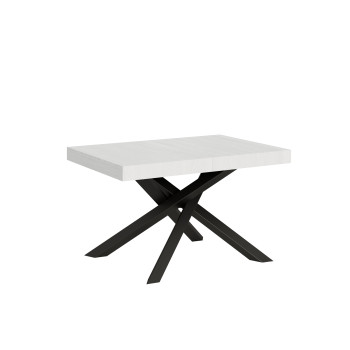 Mesa Volantis com pés em antracite D.90 - Mesa extensível 120/380x90 cm Volantis em freixo branco com pés em antracite