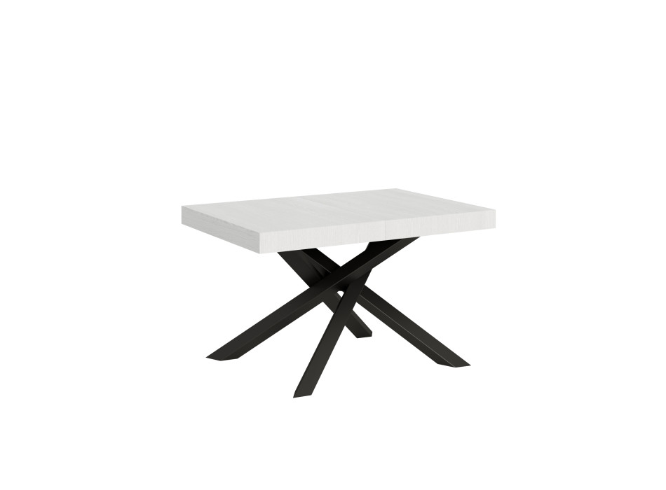 Mesa Volantis com pés em antracite D.90 - Mesa extensível 120/380x90 cm Volantis em freixo branco com pés em antracite